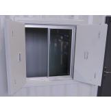 Outside of conatiner with BCP22041 glazing unit & BCP22042 Shipping Container Window Goal Post Frame fitted (both supplied separately)